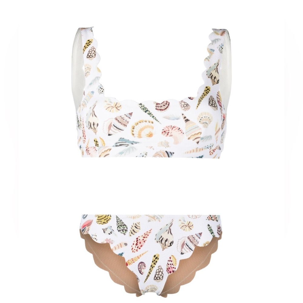 COPY - Marysia Shell Print Reversible Scalloped Bikini Set